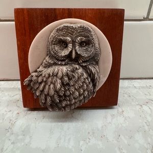Ralph Allen Massey Owl Wall Art on Wooden Plaque Signed and Numbered